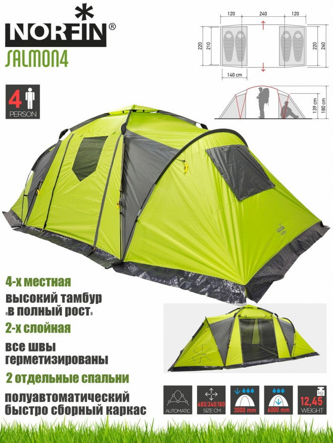 Палатка автомат. 4-х мест. Norfin SALMON 4 NF