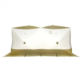Палатка зимняя КУБ Premium Дубль 4,2х2,1м, трехслойная, цвет оливковый/белый, Следопыт