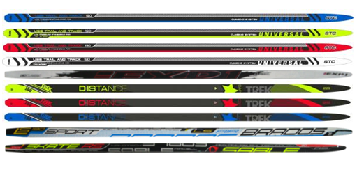 Лыжи беговые STC 160 см, дерево-пластик, с насечкой