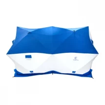 Палатка зимняя КУБ Дубль 3,8х1,9 м, трехслойная, цвет белый/синий, Следопыт