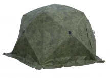 Палатка зимняя ЧУМ 2 (трехслойная, пиксель с выводом под трубу и навесом)